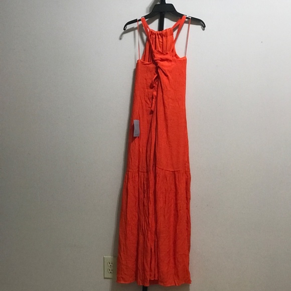 TREASURE & BOND Tie Back Halter Maxi Dress In Orange Cherry - Picture 5 of 7
